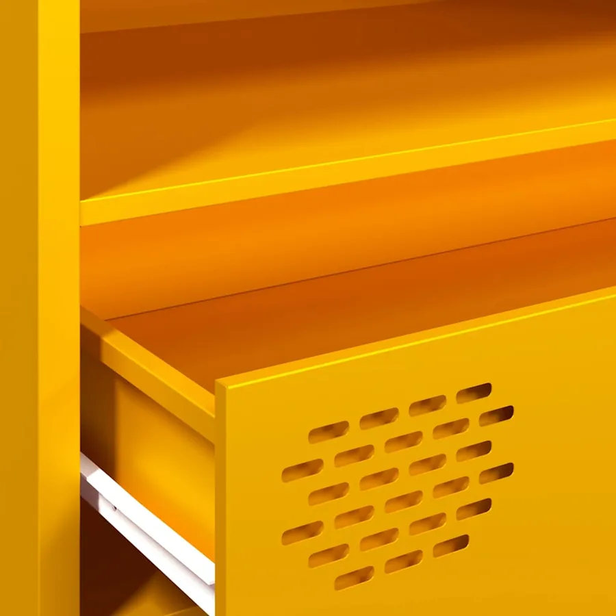 Meuble TV jaune moutarde 202x39x43,5 cm acier laminé à froid - 9