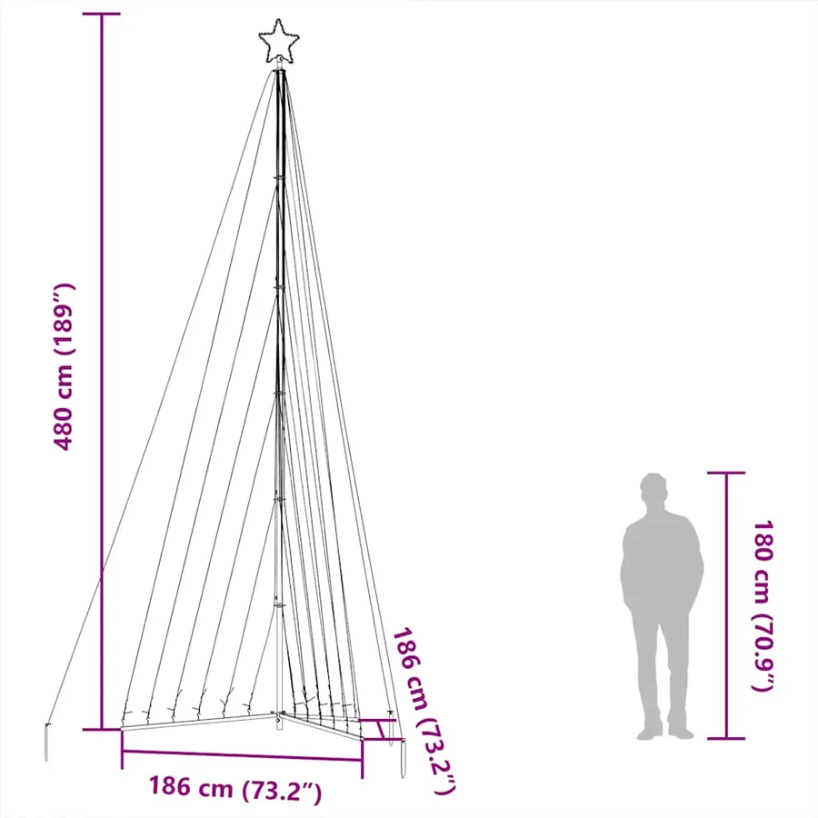 Sapin de Noël à LED 789 LED blanc chaud 476 cm - 12