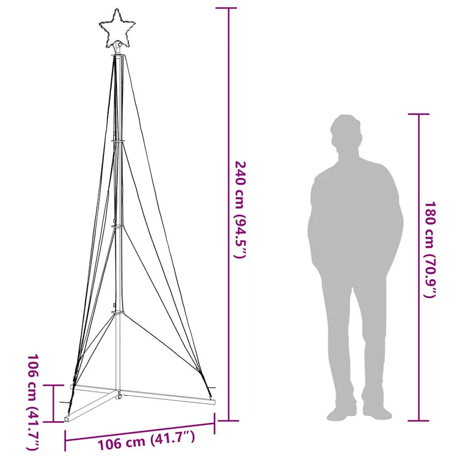 Sapin de Noël à LED 483 LED blanc chaud 240 cm - 12