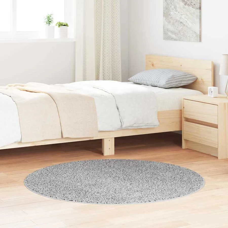 Tapis Shaggy Anti-dérapant Gris 120 x 120 cm PP