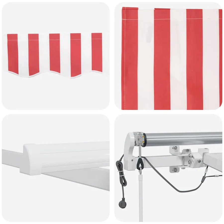 Auvent rétractable Rouge et Blanc 600 × 300 cm Polyester - 8