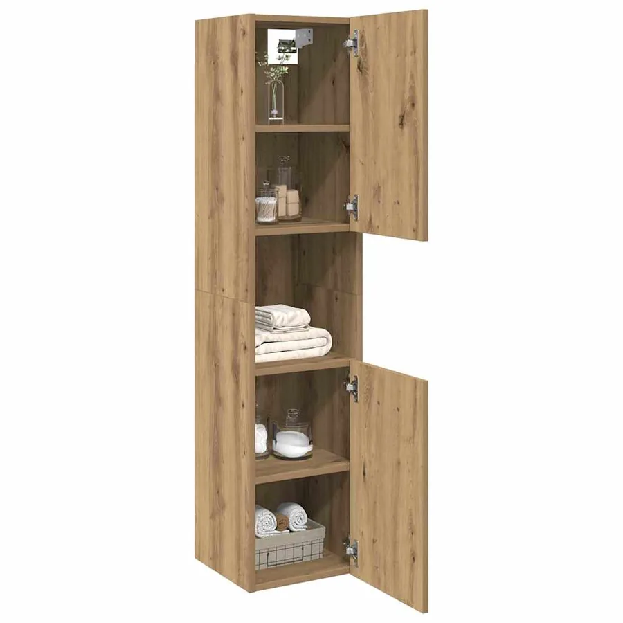 Armoire de salle de bain suspendue chêne artisanal 30x30x130 cm - 3