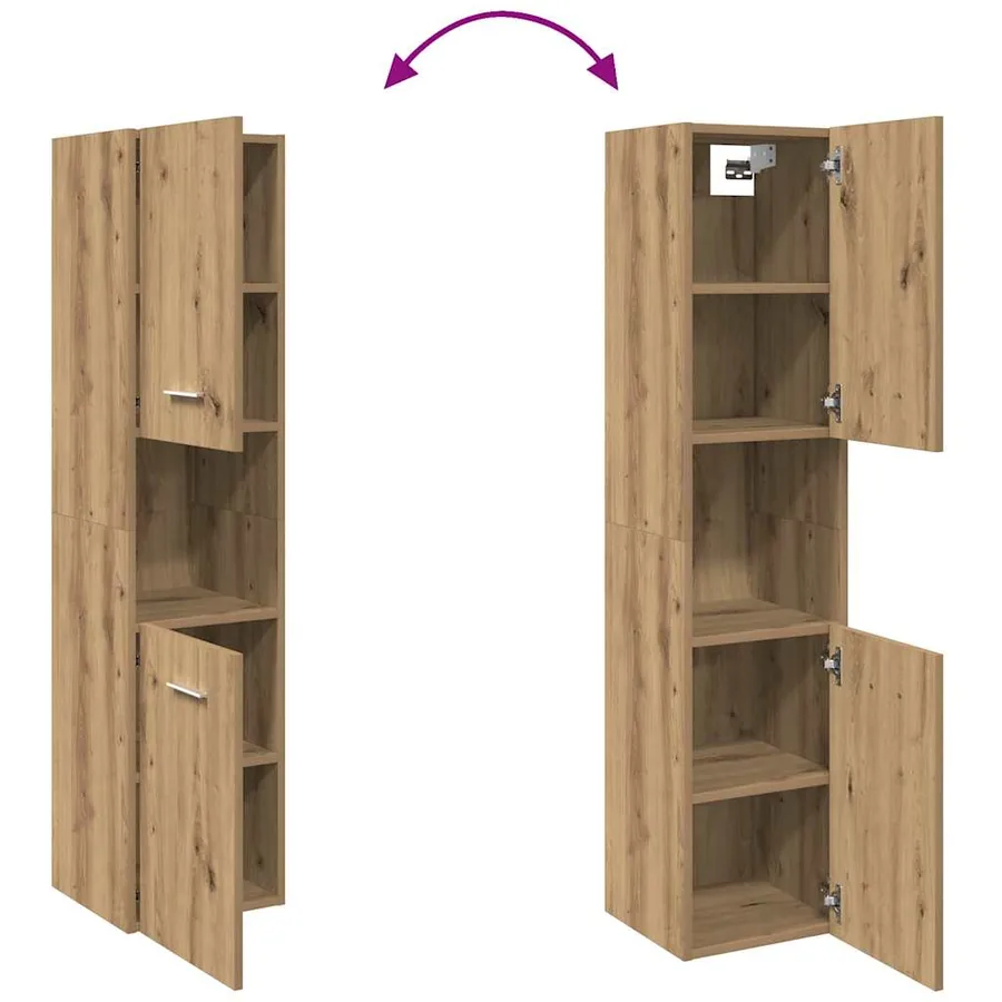 Armoire de salle de bain suspendue chêne artisanal 30x30x130 cm - 8