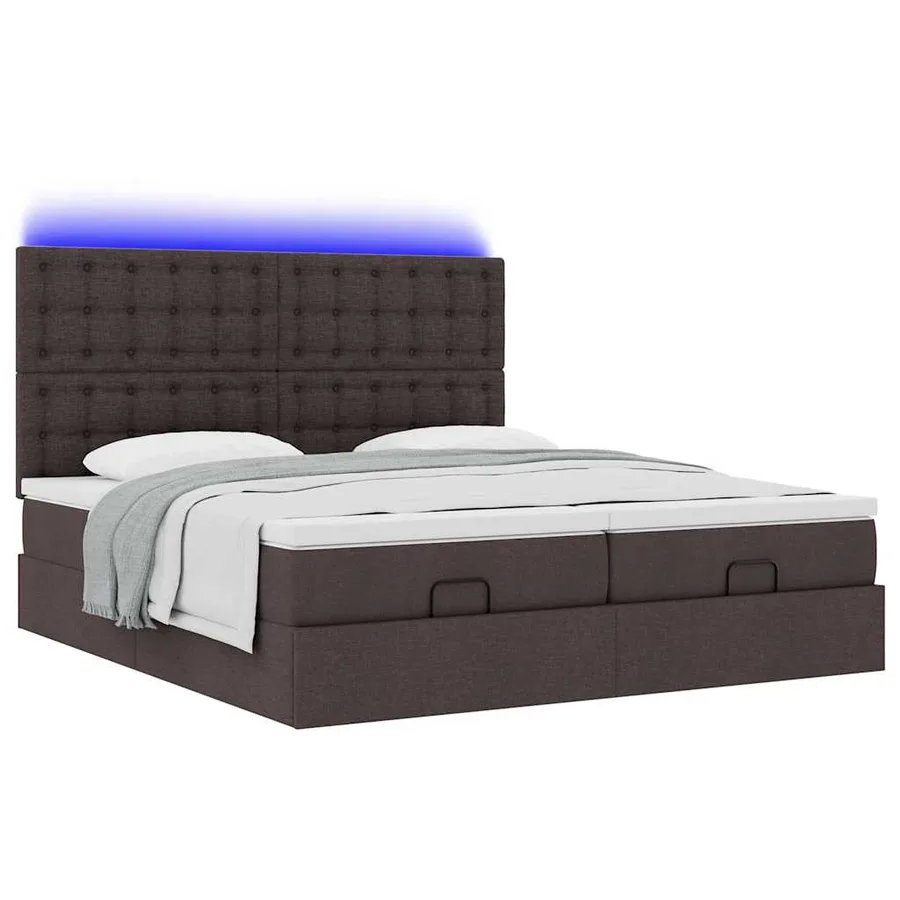Cadre de lit ottoman avec matelas marron foncé 180x200 cm tissu - 6
