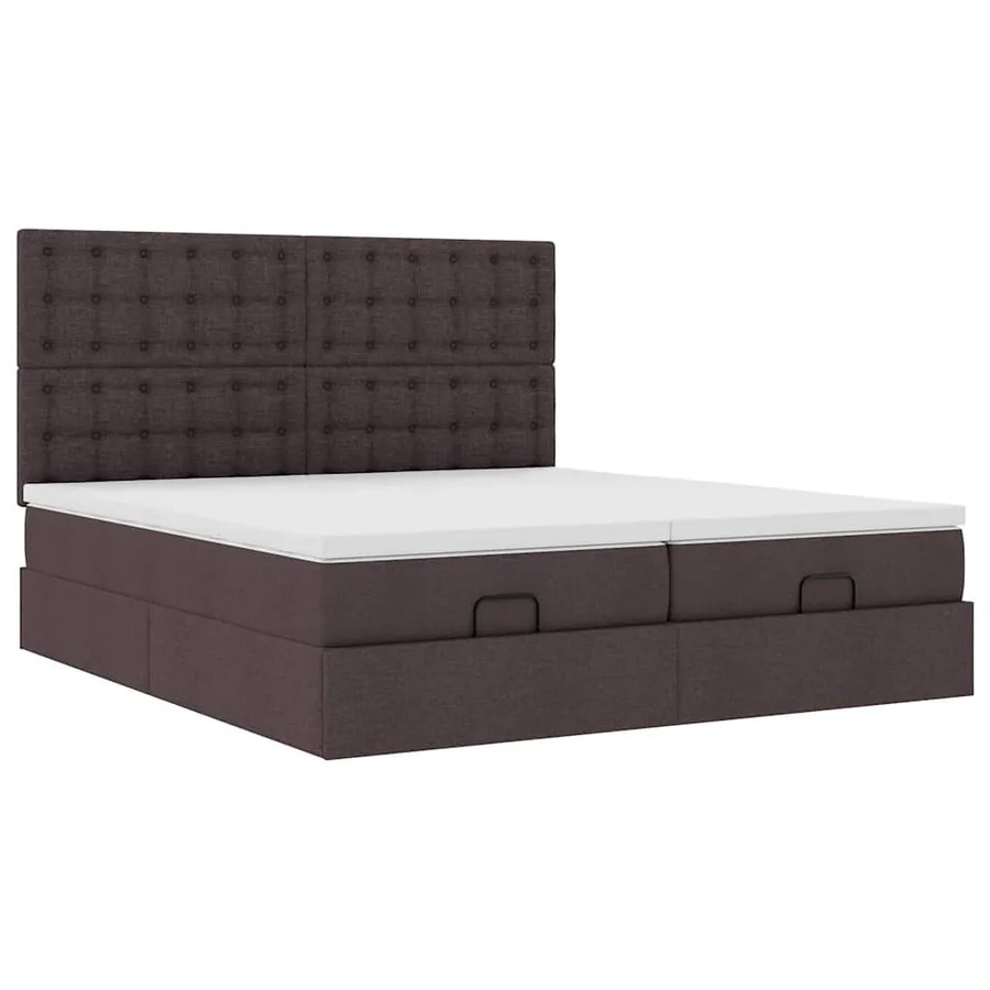 Cadre de lit ottoman avec matelas marron foncé 180x200 cm tissu - 7