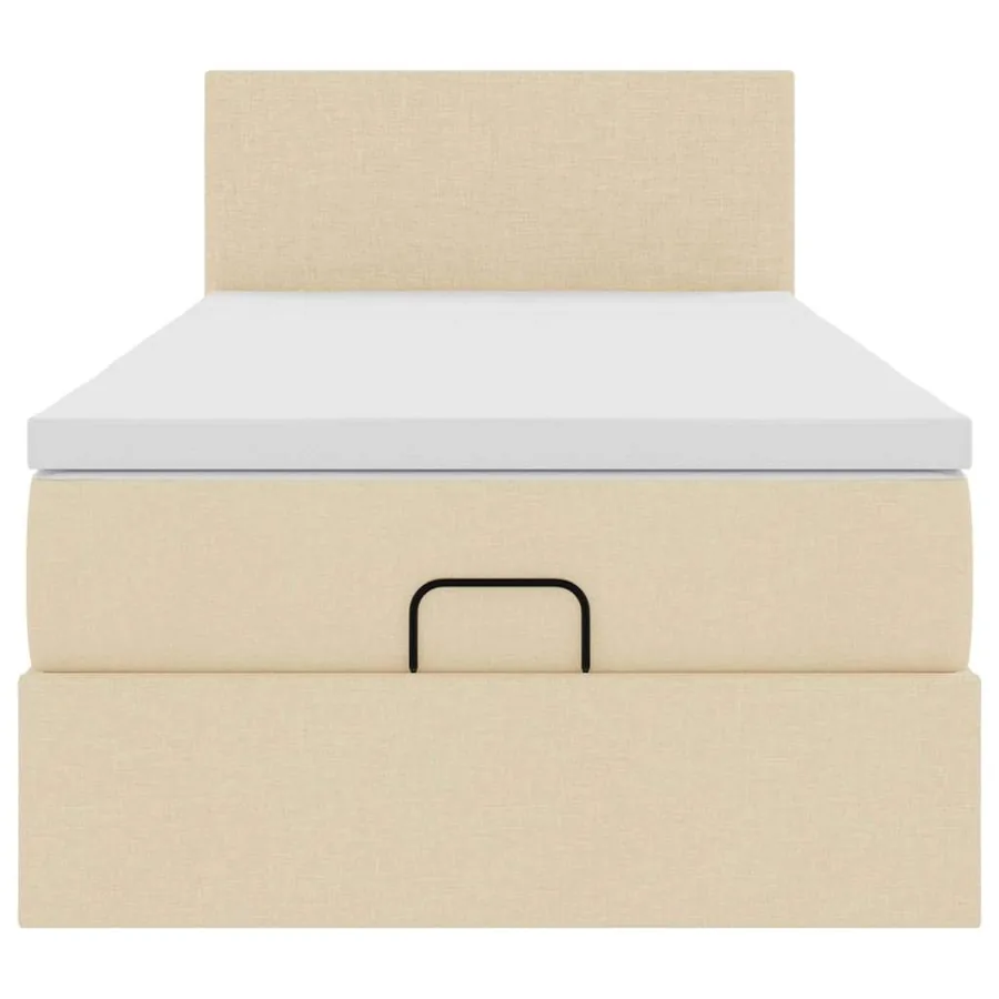 Lit ottoman avec matelas crème 90x200 cm tissu - 7