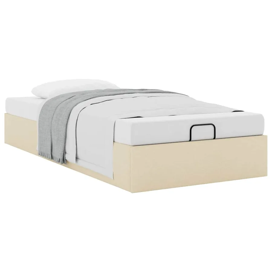 Cadre de lit ottoman sans matelas crème 90x200 cm tissu - 5