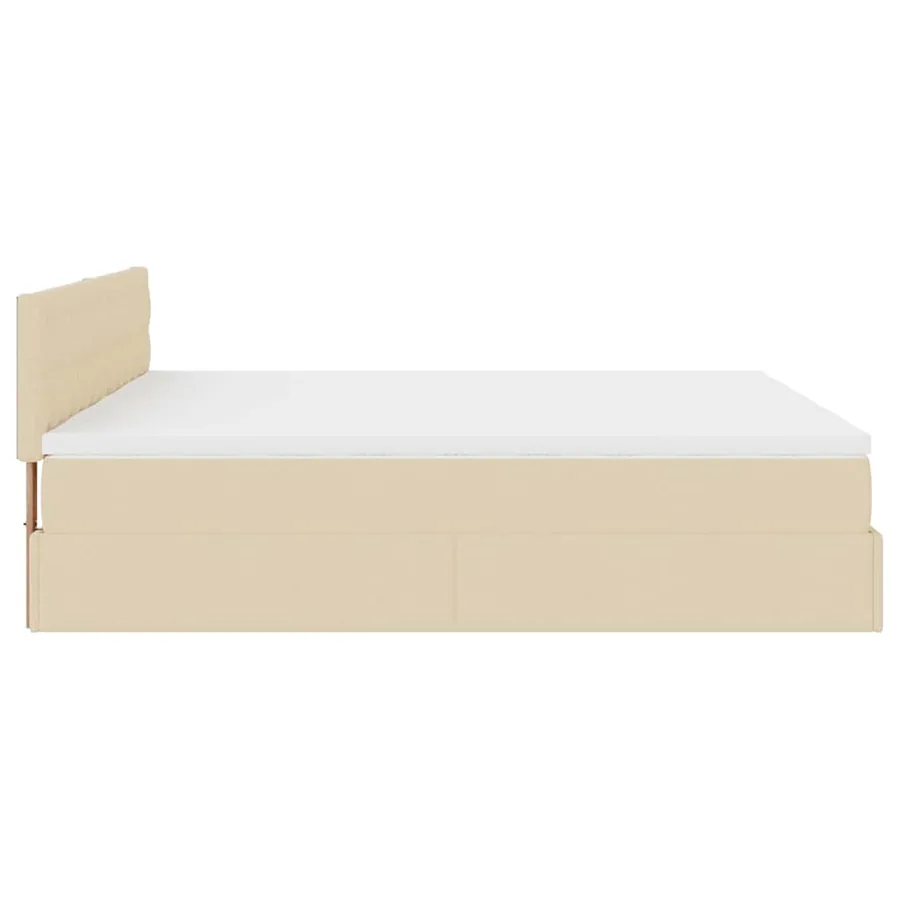 Cadre de lit ottoman avec matelas crème 180x200 cm tissu - 10
