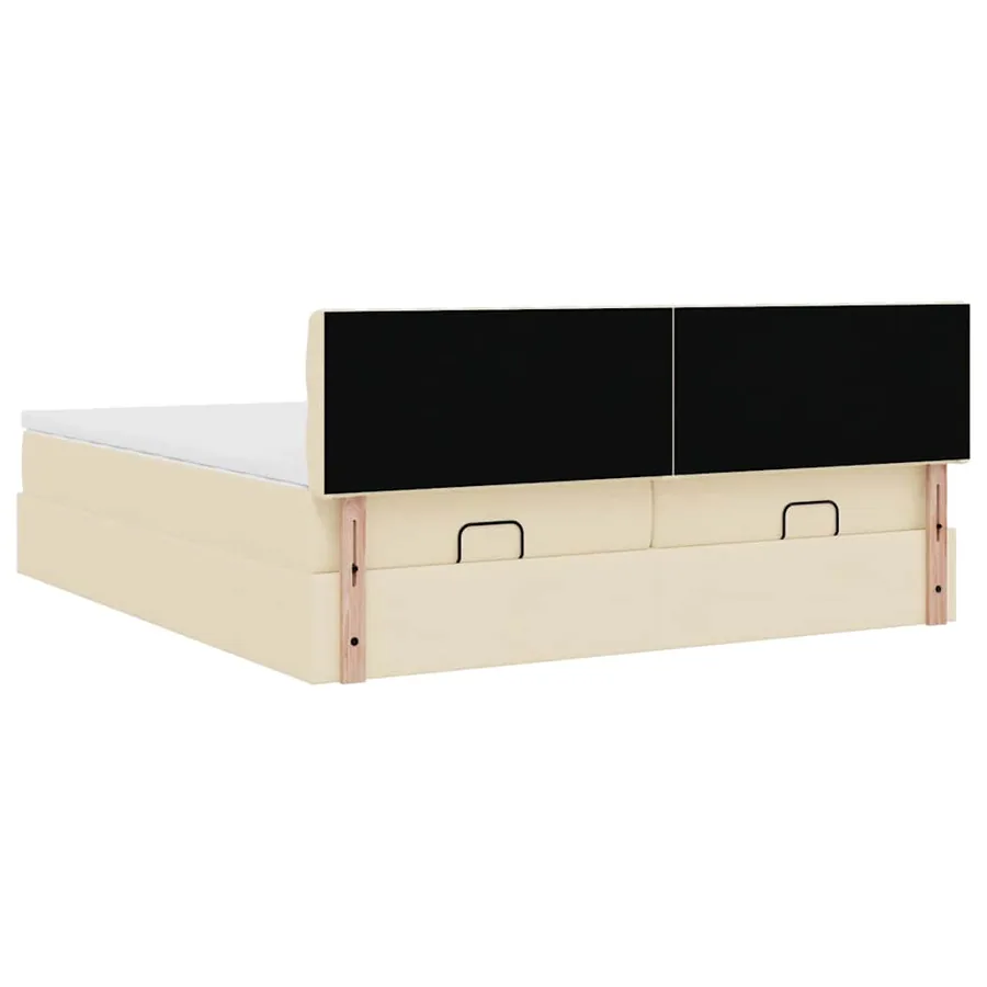 Cadre de lit ottoman avec matelas crème 180x200 cm tissu - 11