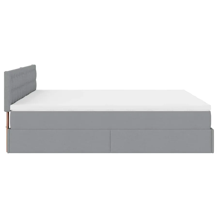 Cadre de lit ottoman et matelas gris clair 200x200cm tissu - 10