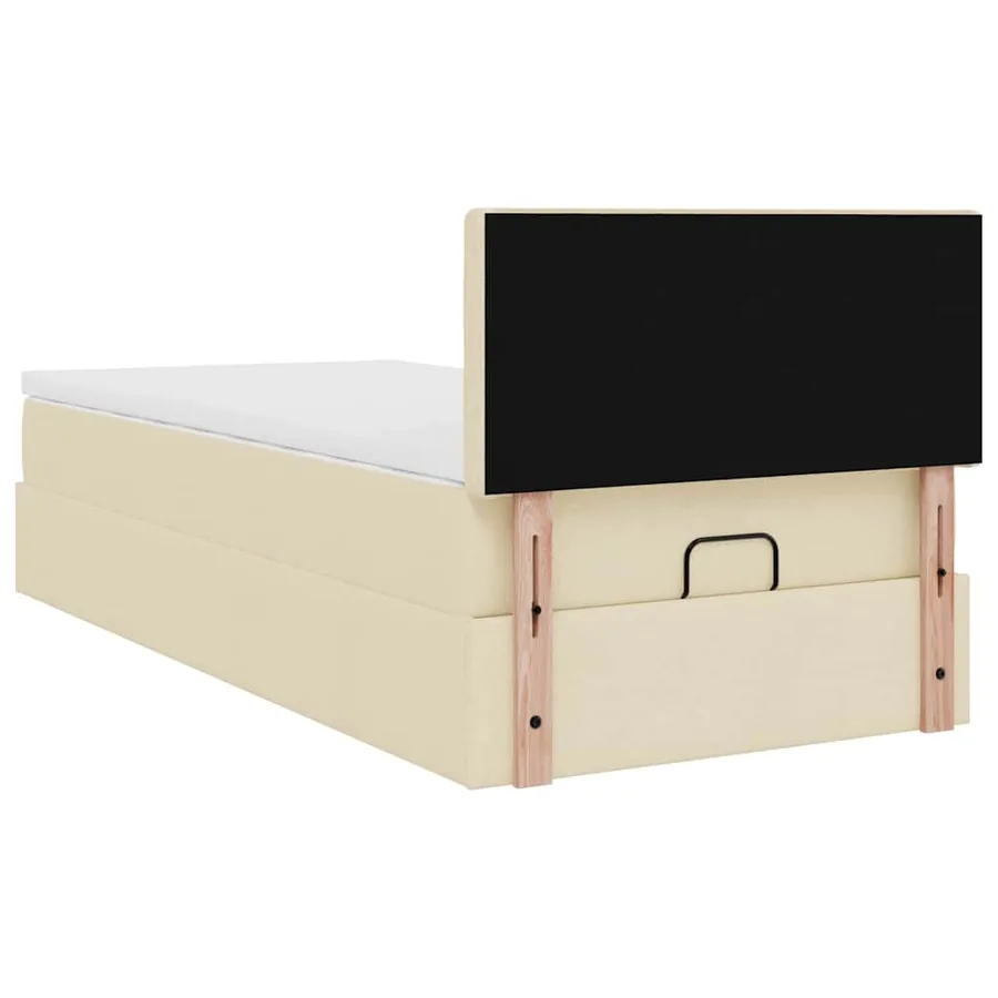 Lit ottoman avec matelas et LED crème 90x200 cm tissu - 12