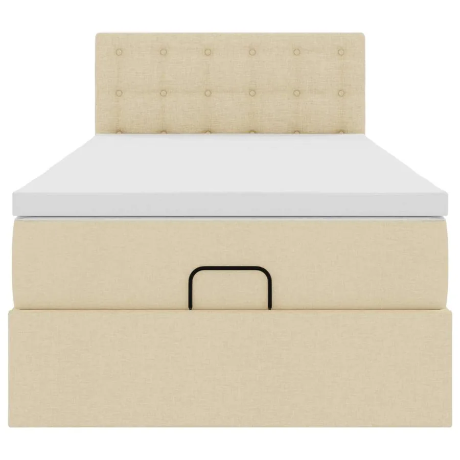 Lit ottoman avec matelas et LED crème 90x200 cm tissu - 8