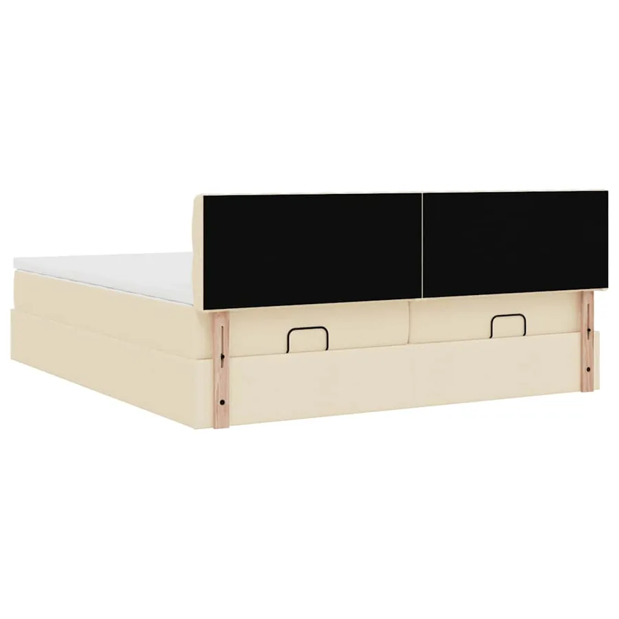 Cadre de lit ottoman avec matelas crème 180x200 cm tissu - 12