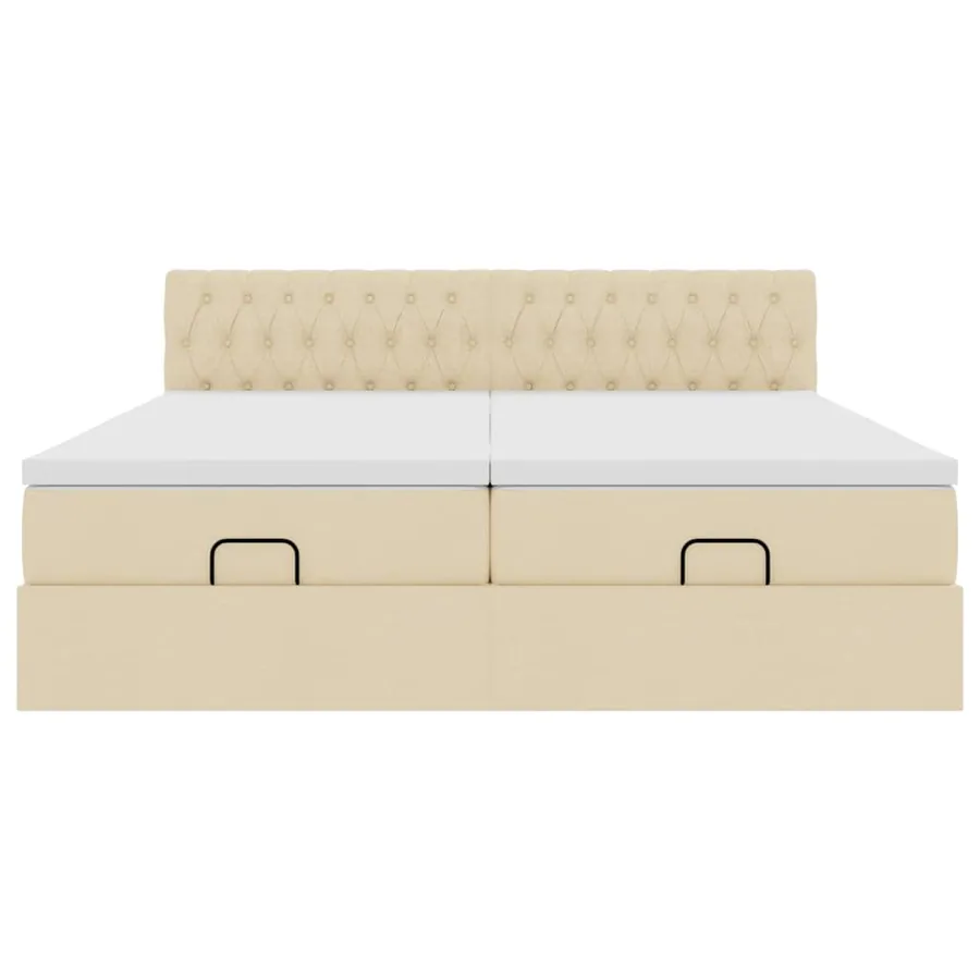 Cadre de lit ottoman avec matelas crème 180x200 cm tissu - 8