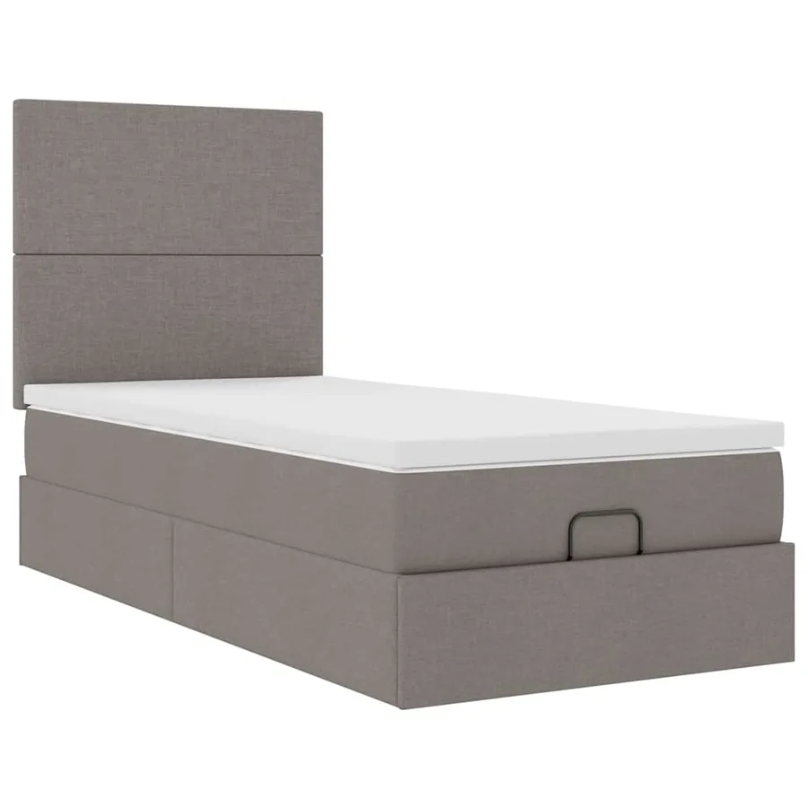 Lit ottoman avec matelas taupe 90x200 cm tissu - 6