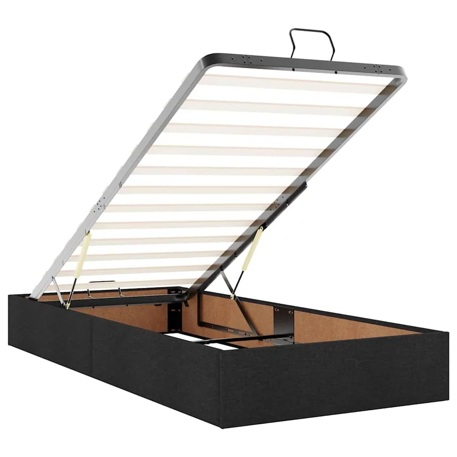 Cadre de lit ottoman avec matelas noir 180x200cm tissu - 10