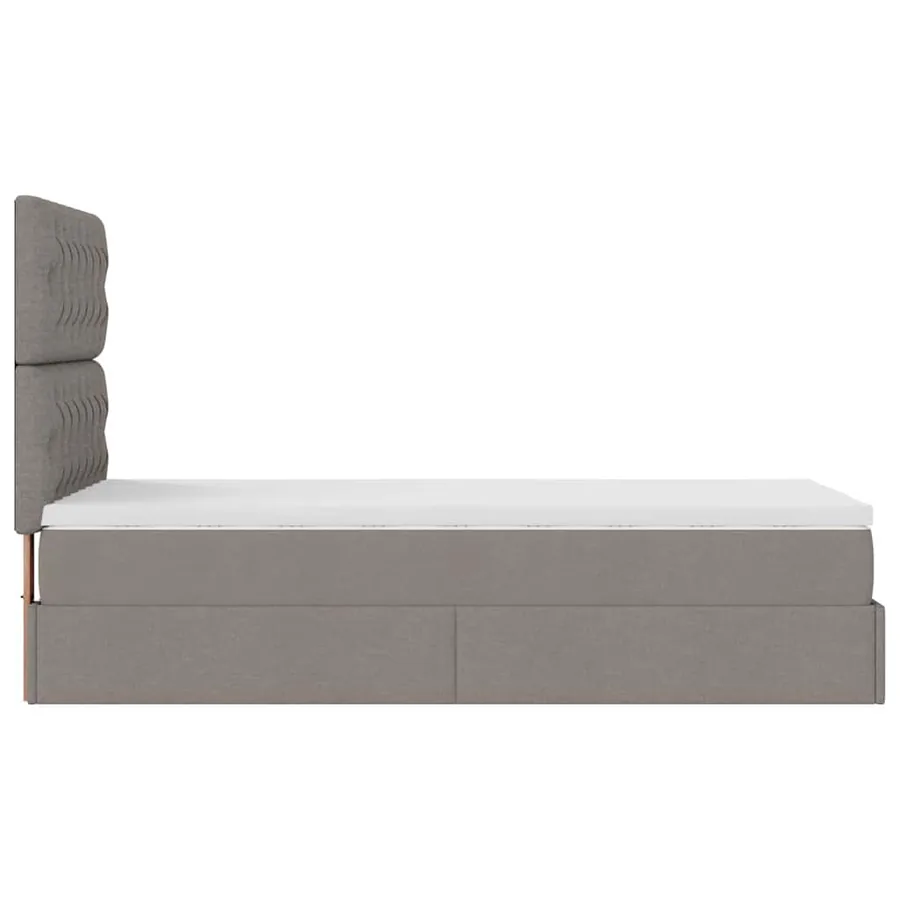 Lit ottoman avec matelas et LED taupe 90x200 cm tissu - 10