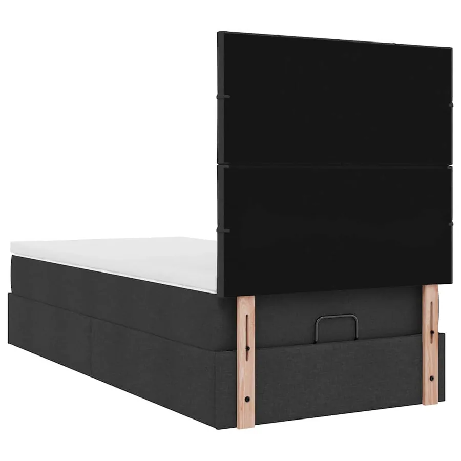 Cadre de lit ottoman avec matelas noir 90x200 cm tissu - 12