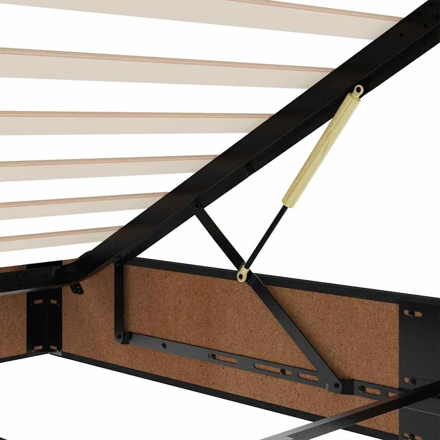 Cadre de lit ottoman avec matelas noir 90x200 cm tissu - 14