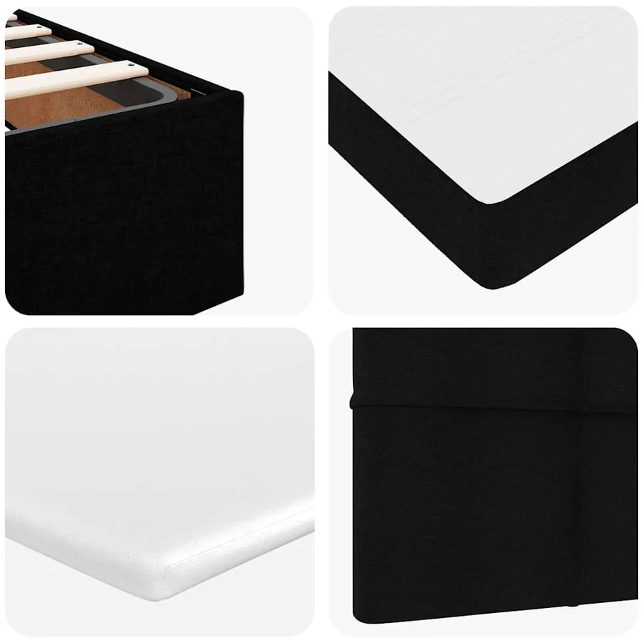 Cadre de lit ottoman avec matelas noir 90x200 cm tissu - 15