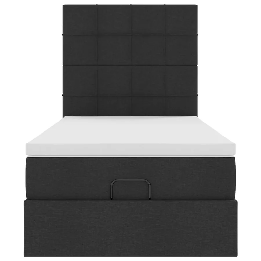 Cadre de lit ottoman avec matelas noir 90x200 cm tissu - 8
