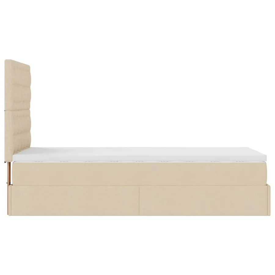 Lit ottoman avec matelas et LED crème 90x200 cm tissu - 11