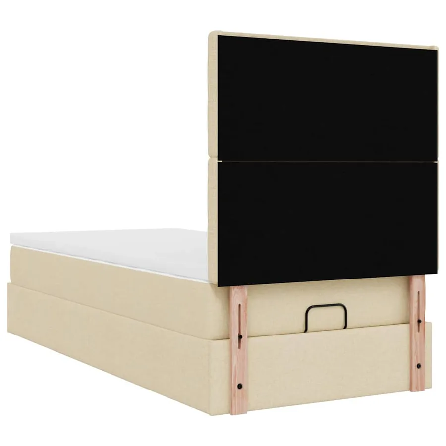Lit ottoman avec matelas et LED crème 90x200 cm tissu - 12