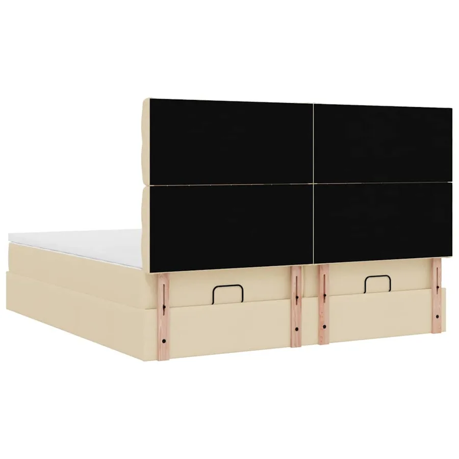 Cadre de lit ottoman avec matelas crème 180x200 cm tissu - 10
