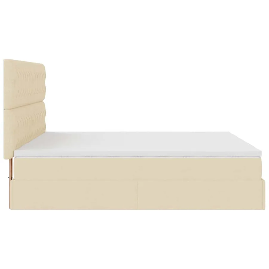 Cadre de lit ottoman avec matelas crème 180x200 cm tissu - 9