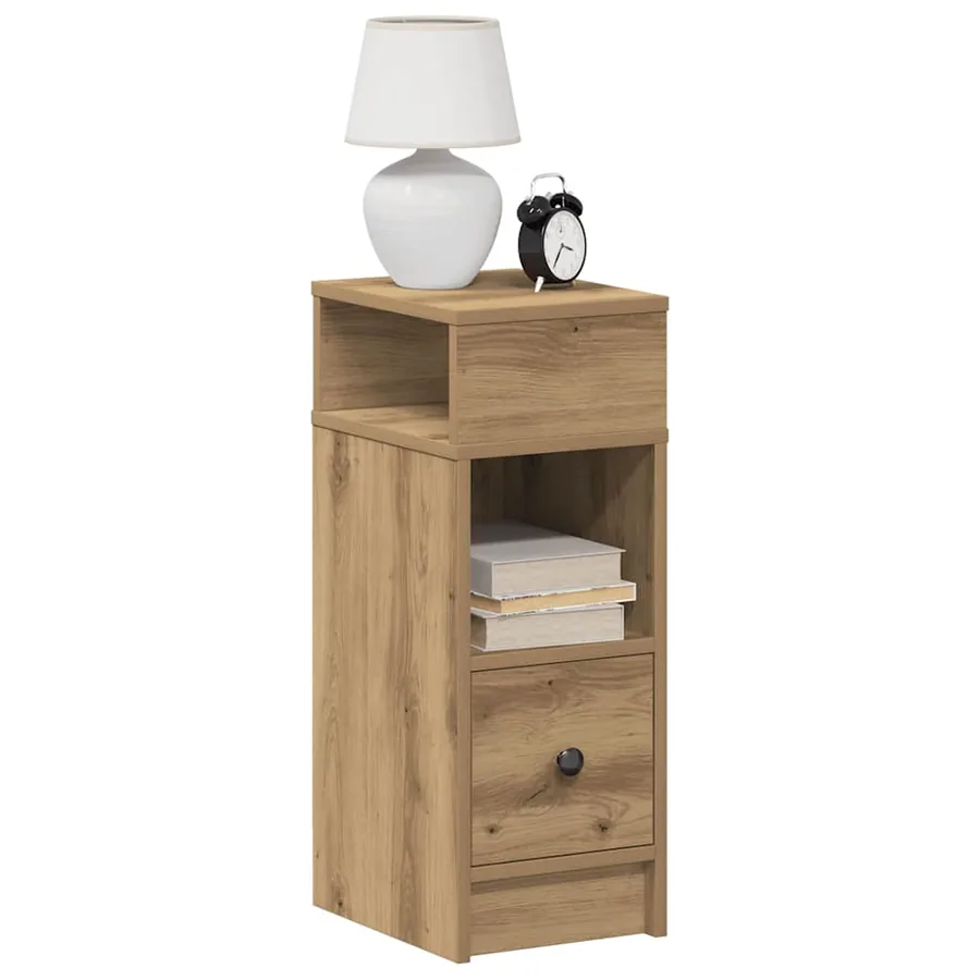 Tables de chevet 2 pcs avec tiroir chêne artisanal 25 x 31 x 66 cm