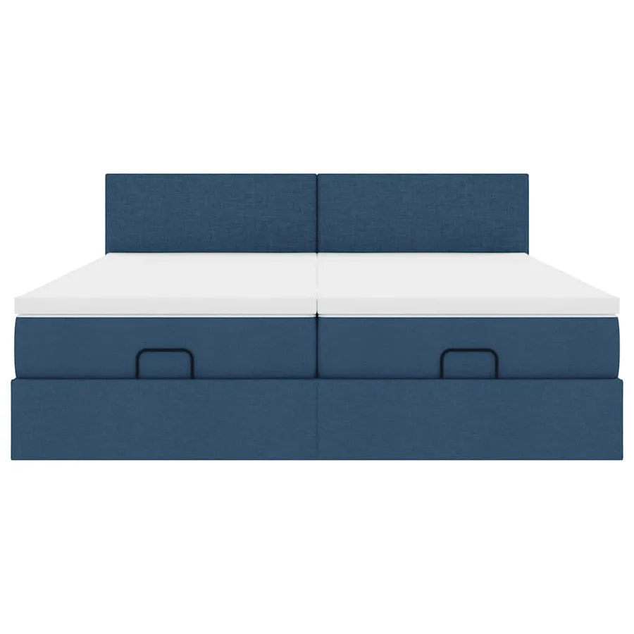 Cadre de lit ottoman avec matelas bleu 180x200 cm tissu - 7