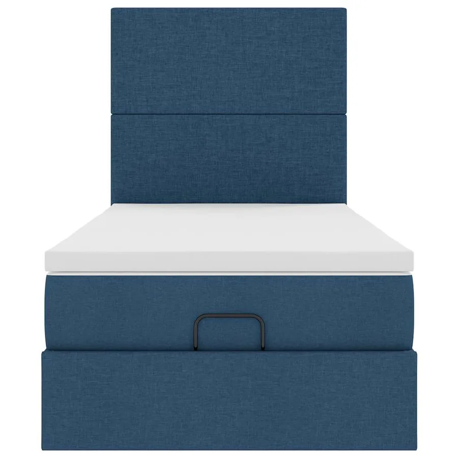 Lit ottoman avec matelas et LED Bleu 90x200 cm Tissu - 8