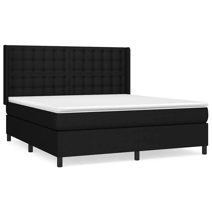 Sommier à lattes de lit avec matelas Noir 160x200 cm Tissu - 2
