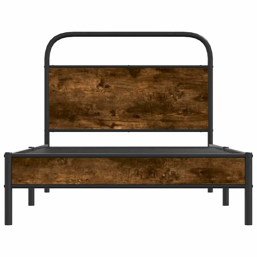 Cadre de lit sans matelas 107x203 cm chêne fumé bois ingénierie - 5