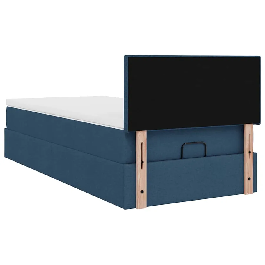 Lit ottoman avec matelas et LED Bleu 90x200 cm Tissu - 12