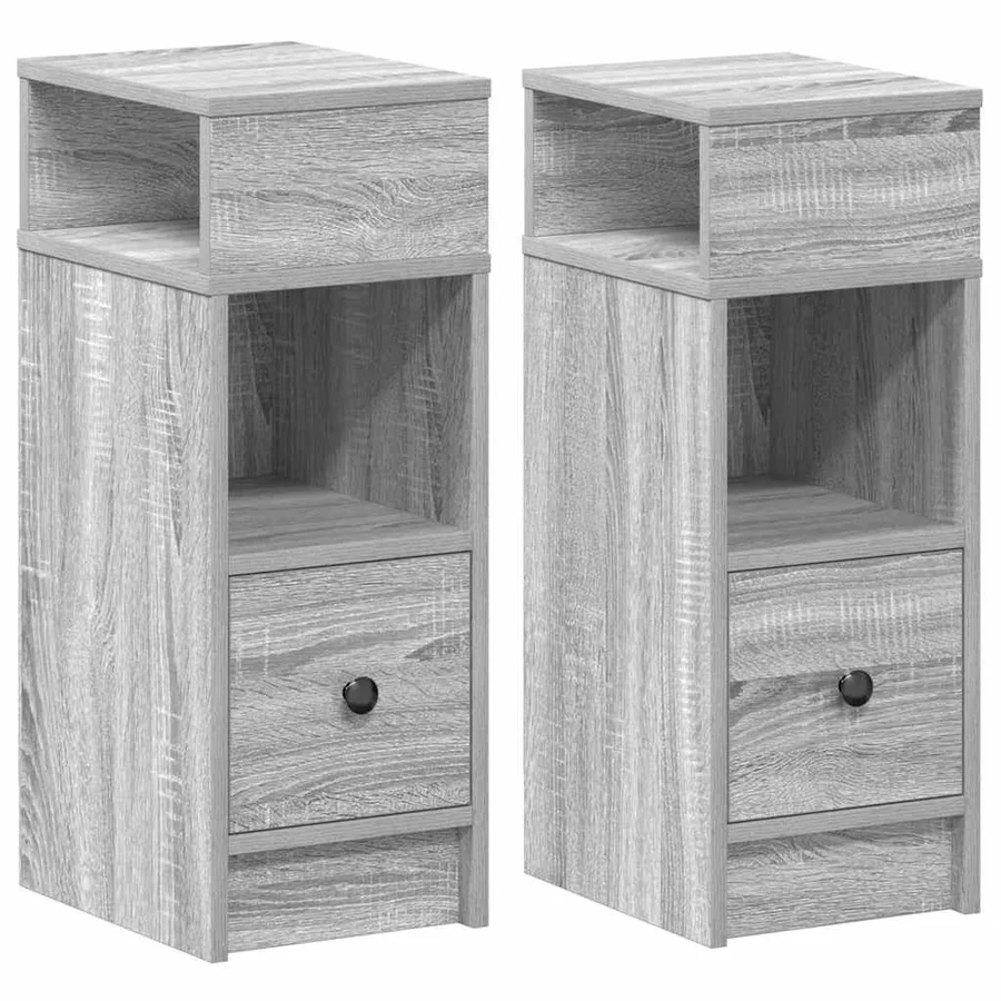Tables de chevet 2 pcs avec tiroir Gris Sonoma 25x31x66 cm - 2