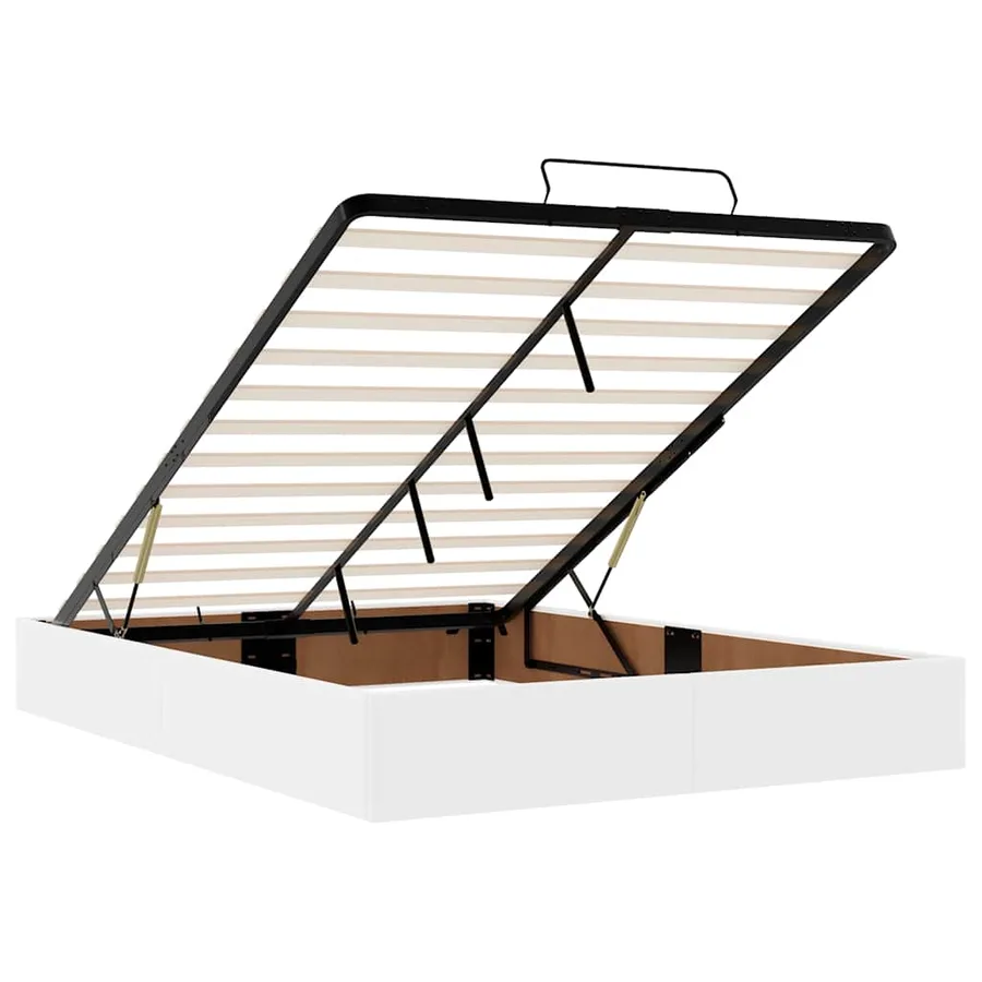 Cadre de lit ottoman avec matelas blanc 140x200 cm similicuir - 11