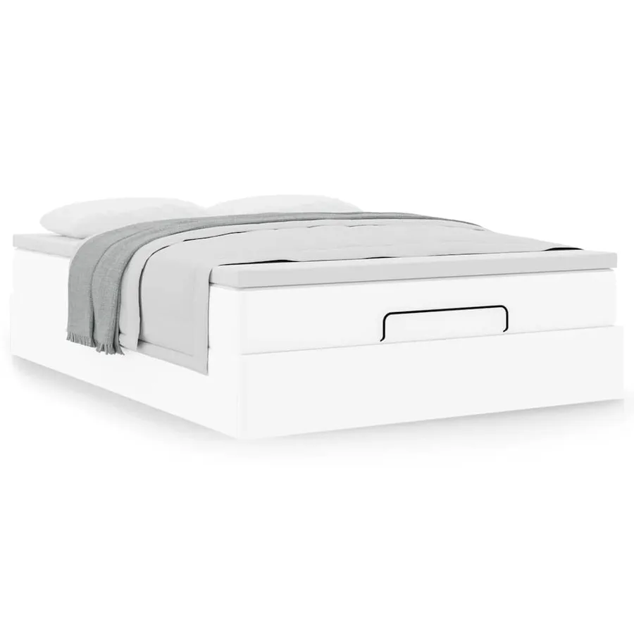Cadre de lit ottoman avec matelas blanc 140x200 cm similicuir - 4