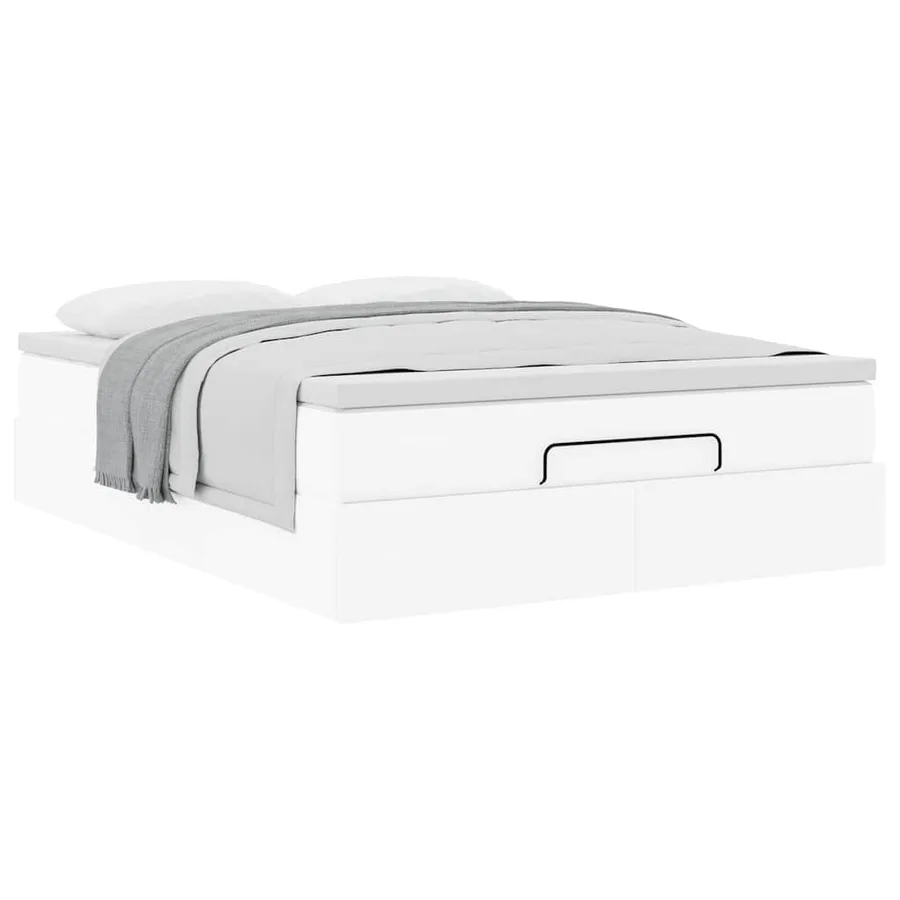 Cadre de lit ottoman avec matelas blanc 140x200 cm similicuir - 5