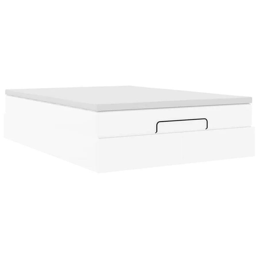 Cadre de lit ottoman avec matelas blanc 140x200 cm similicuir - 6