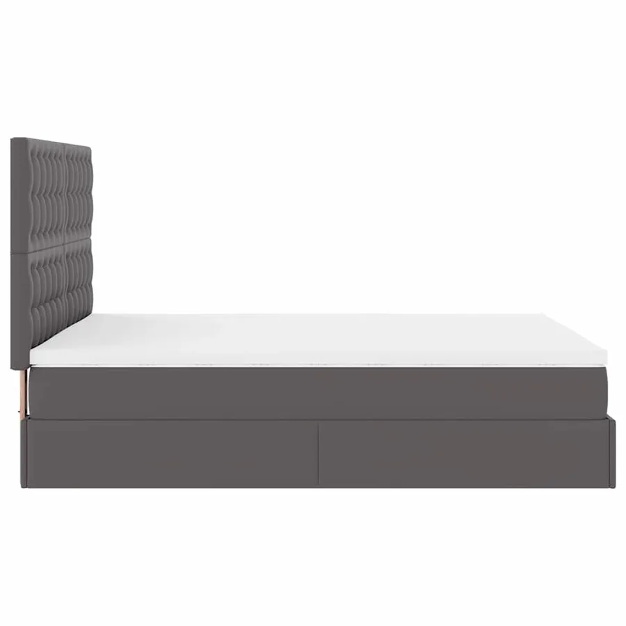 Cadre de lit ottoman avec matelas gris 140x200 cm similicuir - 11