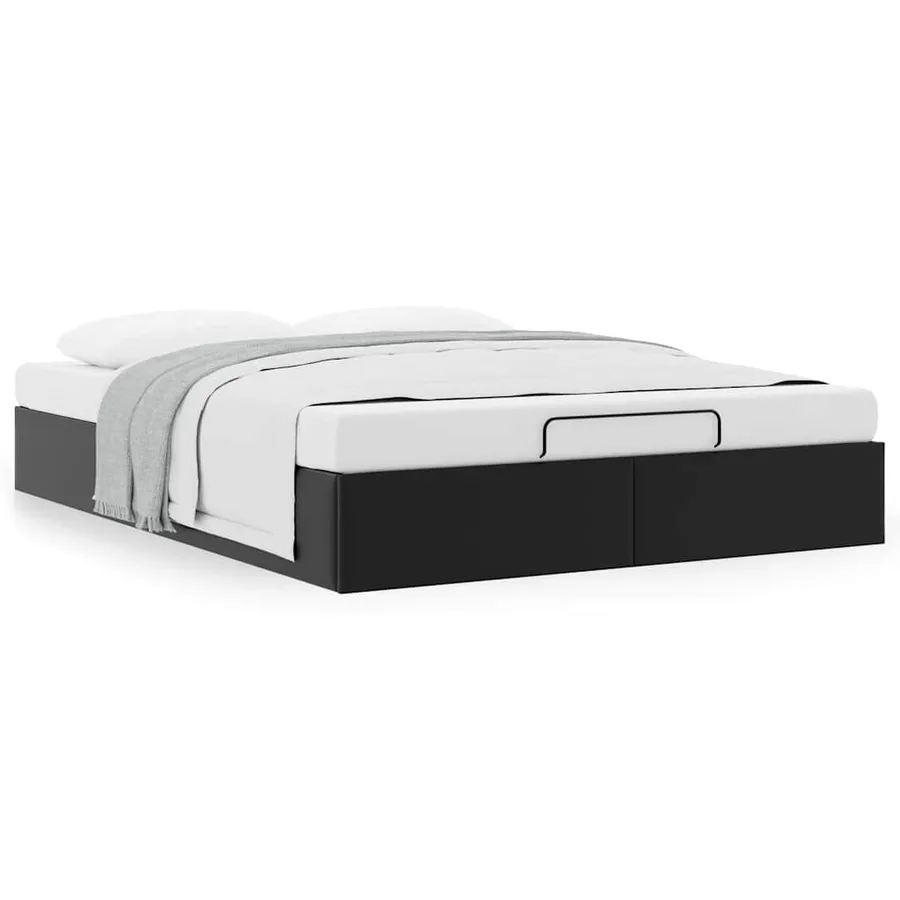 Cadre de lit ottoman sans matelas noir 140x200 cm similicuir - 4