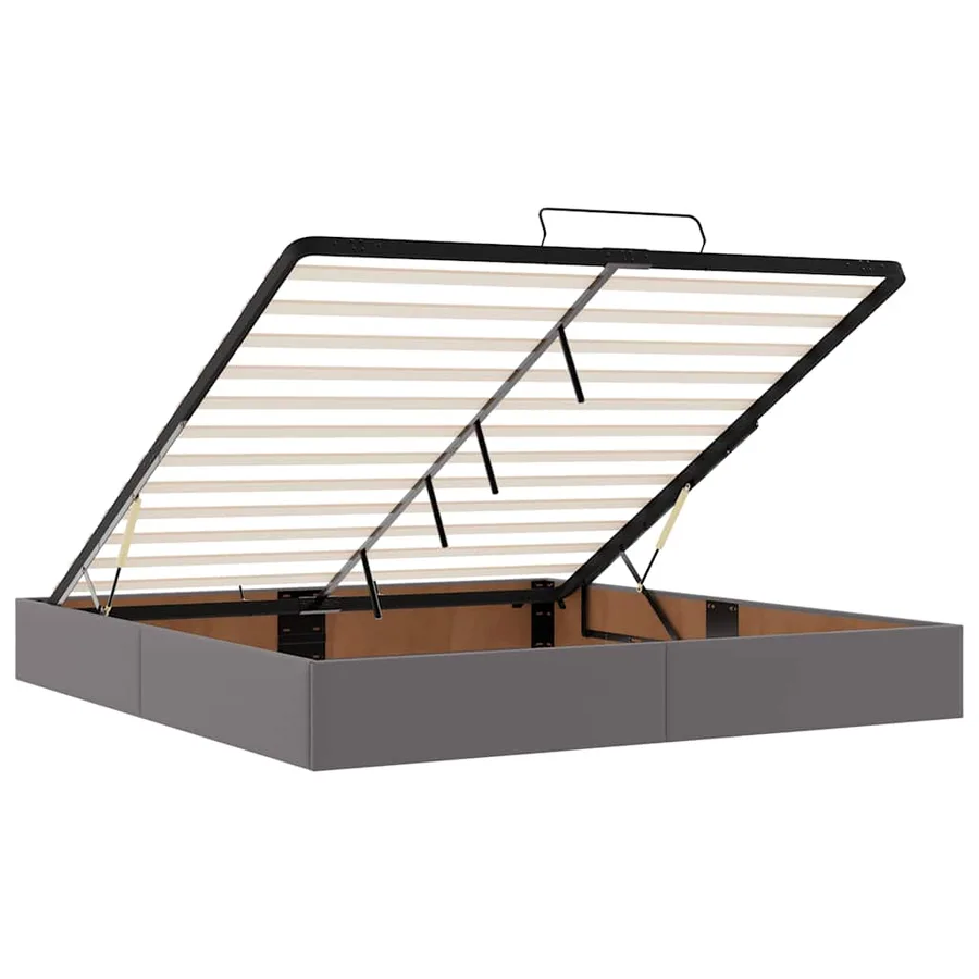 Cadre de lit ottoman avec matelas gris 160x200 cm similicuir - 11