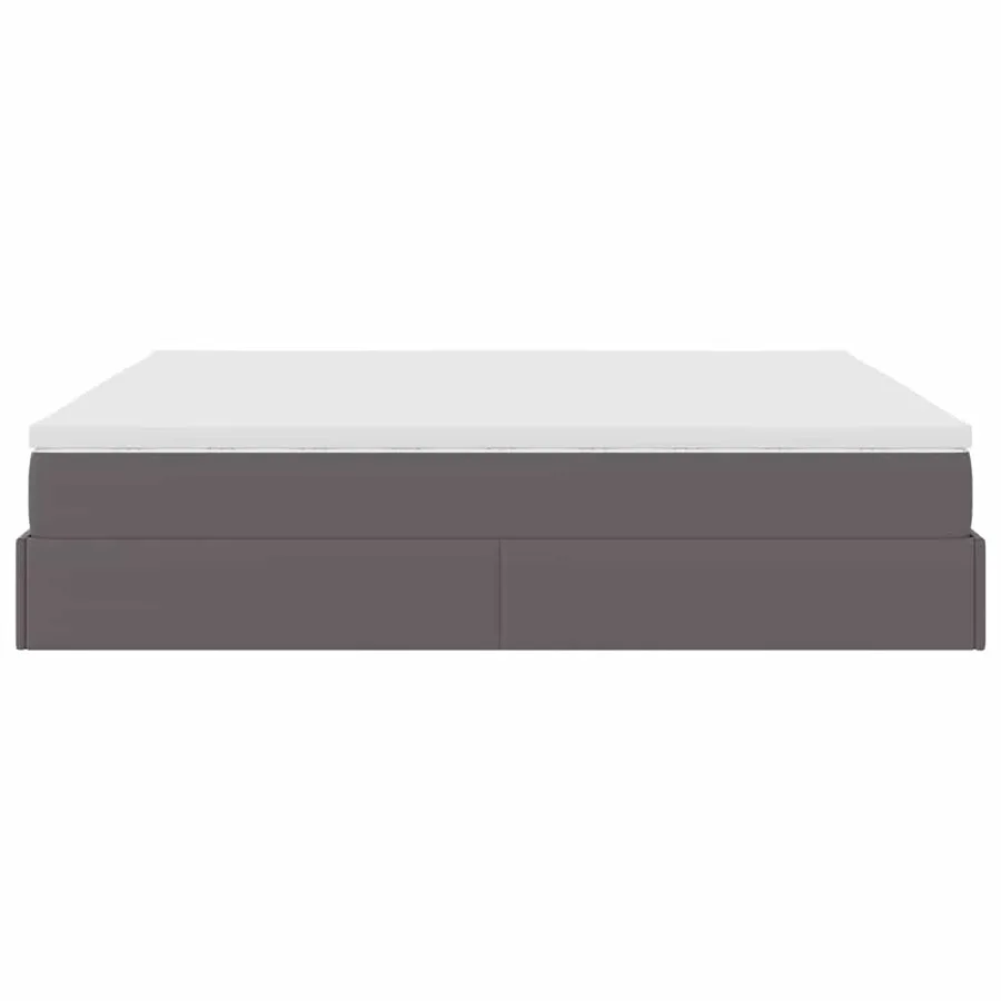 Cadre de lit ottoman avec matelas gris 160x200 cm similicuir - 9