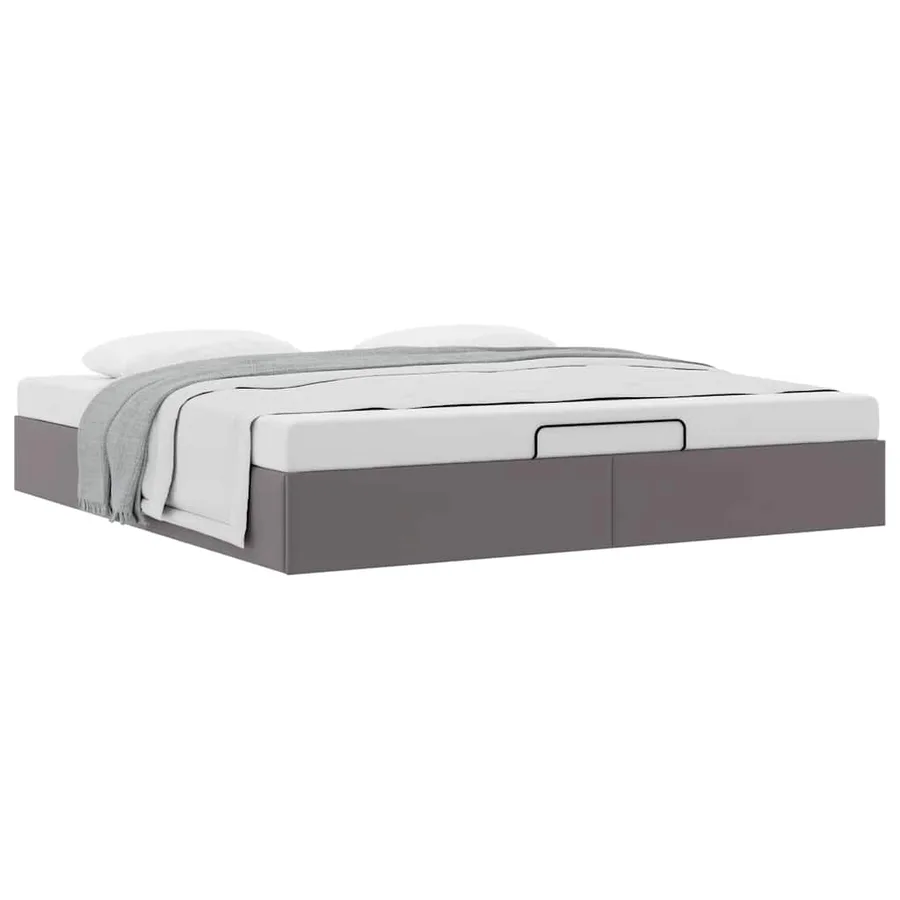 Cadre de lit ottoman sans matelas gris 160x200 cm similicuir - 5