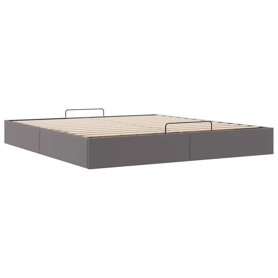 Cadre de lit ottoman sans matelas gris 160x200 cm similicuir - 6