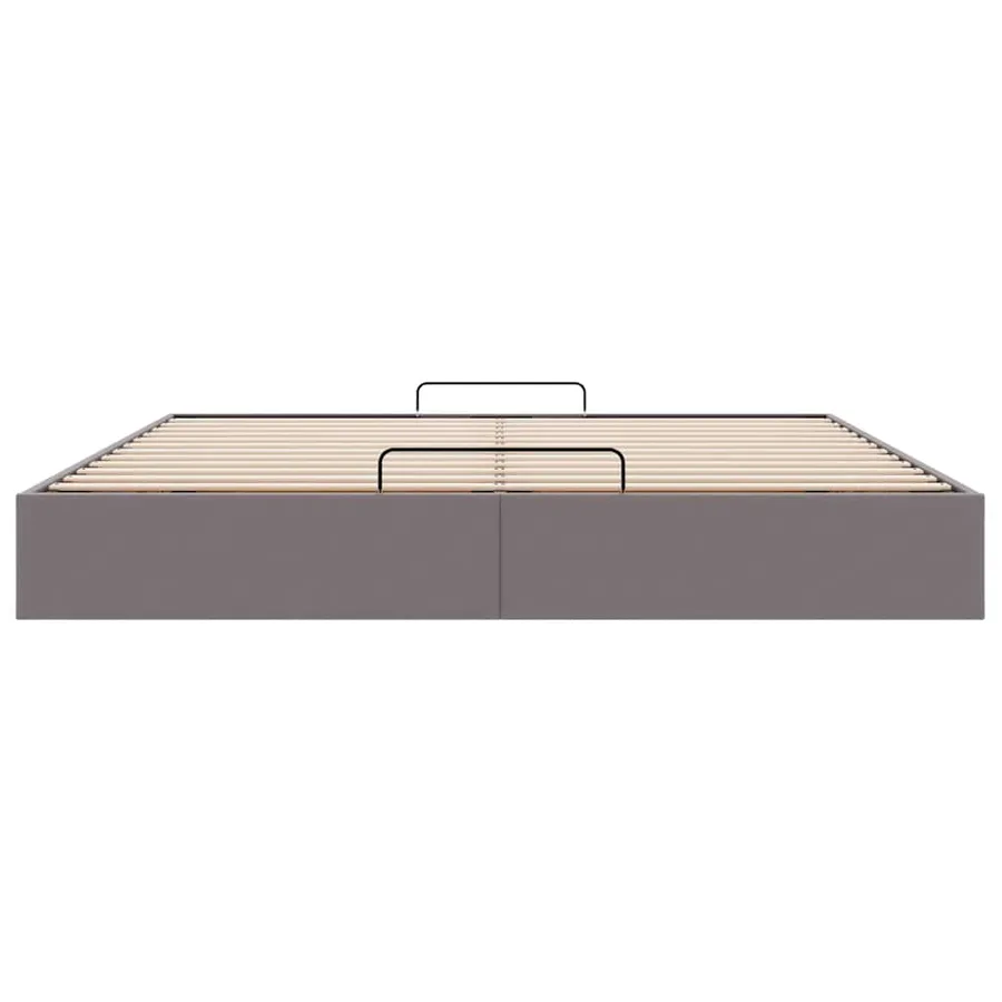 Cadre de lit ottoman sans matelas gris 160x200 cm similicuir - 7