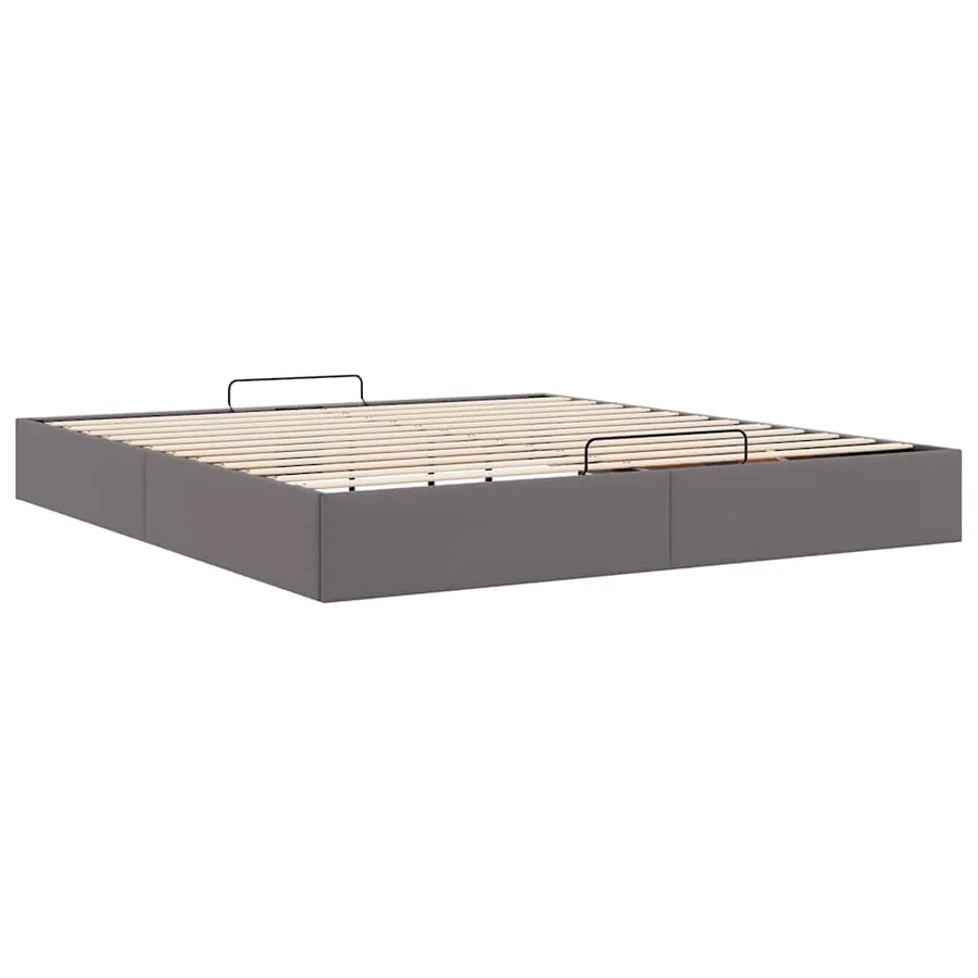 Cadre de lit ottoman sans matelas gris 160x200 cm similicuir - 9