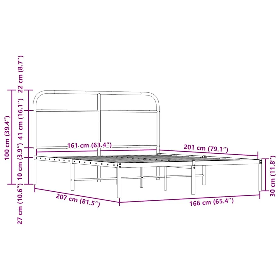 Cadre de lit sans matelas 160x200 cm chêne marron - 9