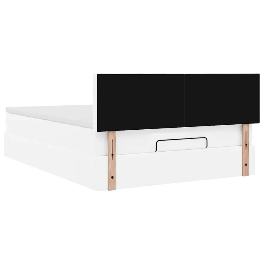 Cadre de lit ottoman avec matelas blanc 140x190 cm similicuir - 11